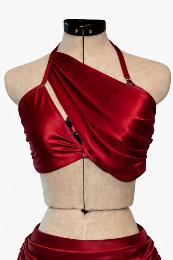 CST-101T-S Lyrical Contemporary 2 Piece Satin Dance Costume Top