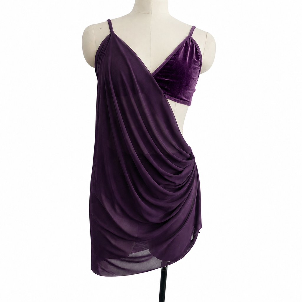 CST-307-V Velvet Lyrical Contemporary 2 Piece Connected Dance Costume