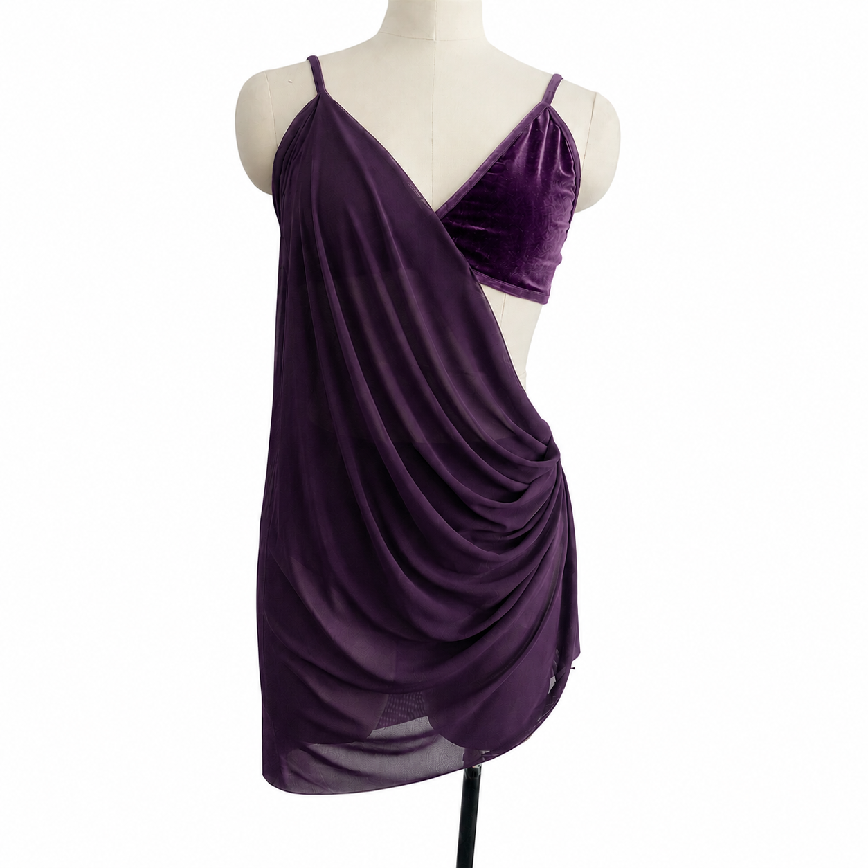 CST-307-V Velvet Lyrical Contemporary 2 Piece Connected Dance Costume